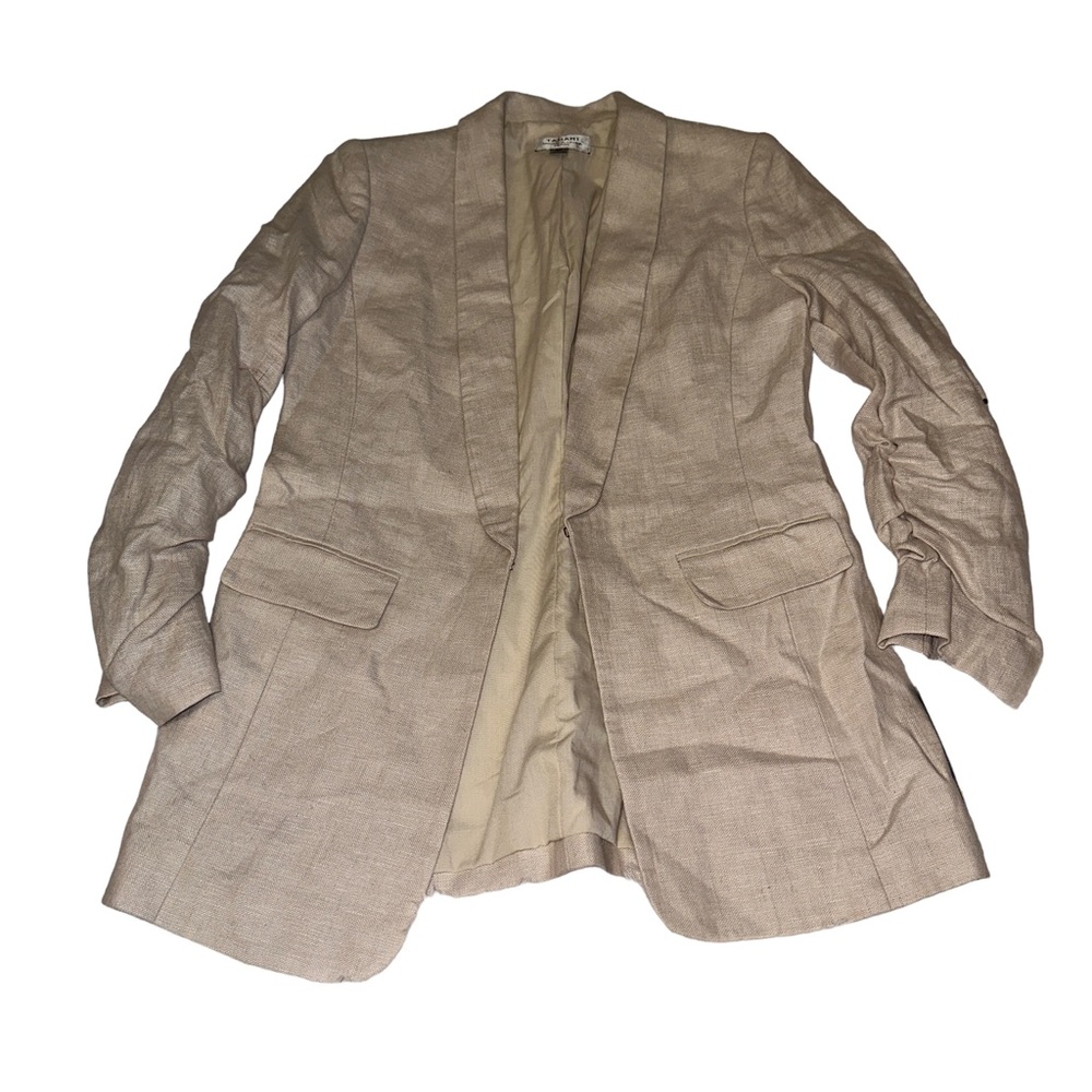 Petite Tahari Tan Linen Blazer
